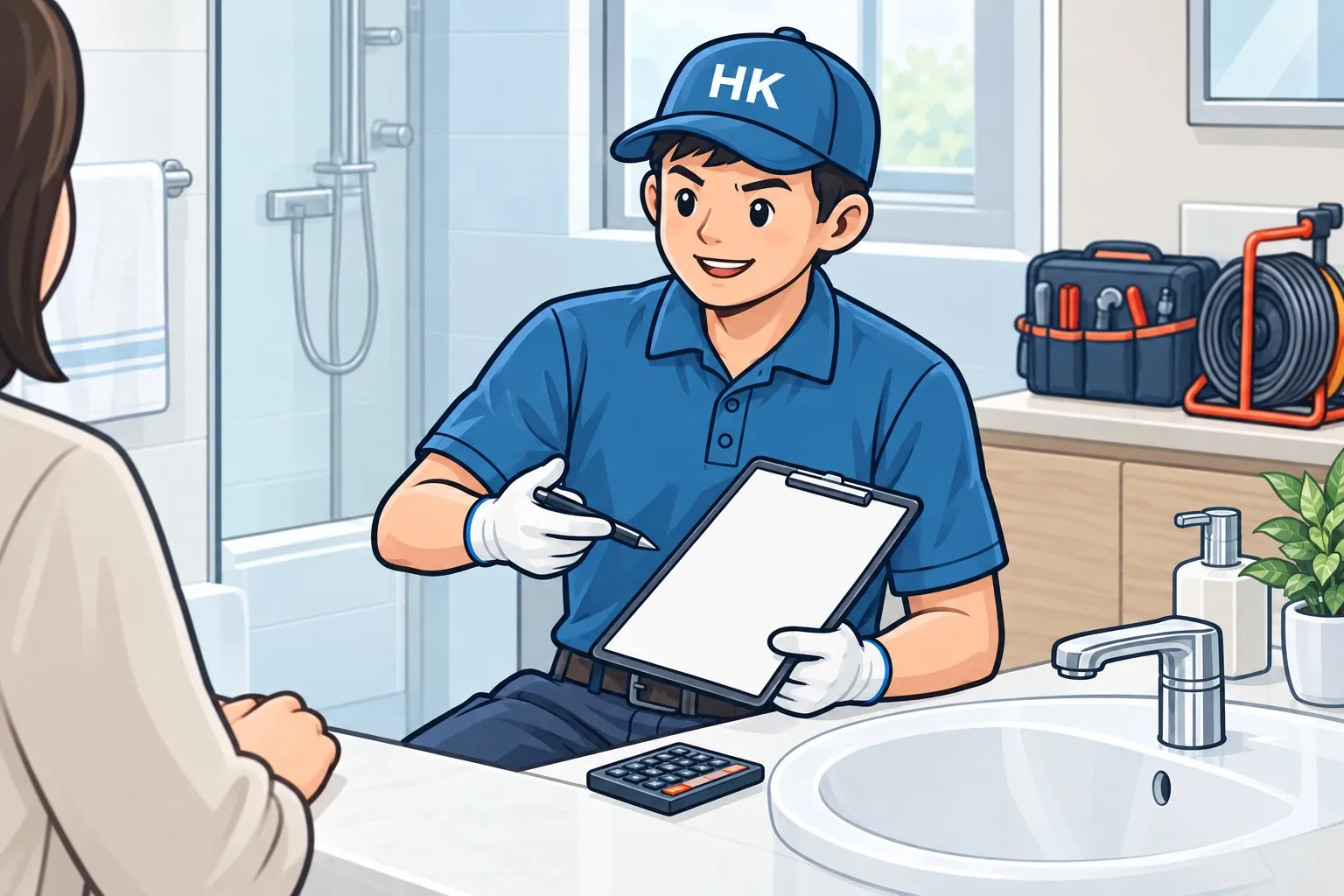 師傅向住戶說明工程報價